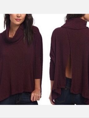 Free People Beach World Traveler cowl neck open back sweater S